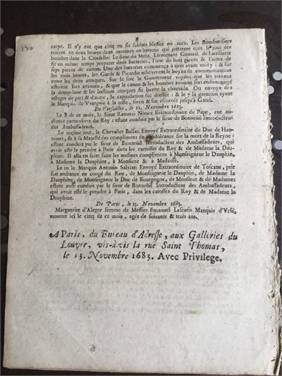 Rare Siège de Courtrai 1683 Belgique d'Artagnan Comte de Vermandois Turc Vienne   2