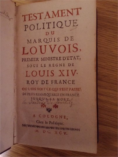 Sandras  Testament politique du marquise de Louvois