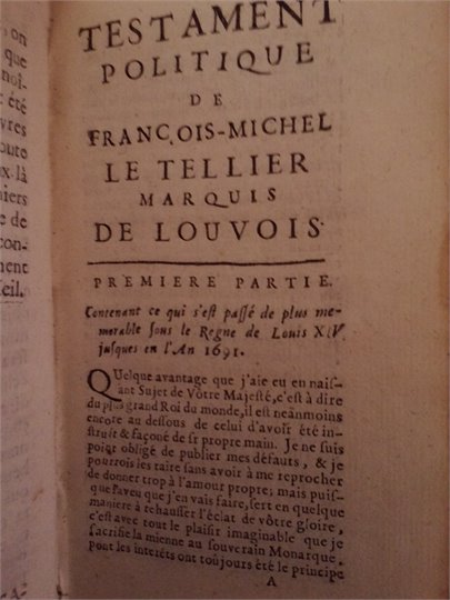 Sandras  Testament politique du marquise de Louvois