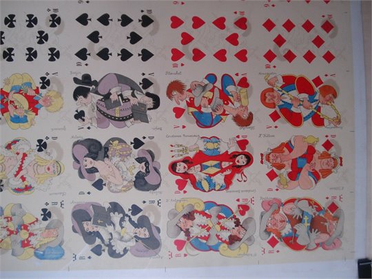 Philibert DUBOUT Cartes à jouer 1956 - 10 feuilles imprimerie dégradé de couleur  2
