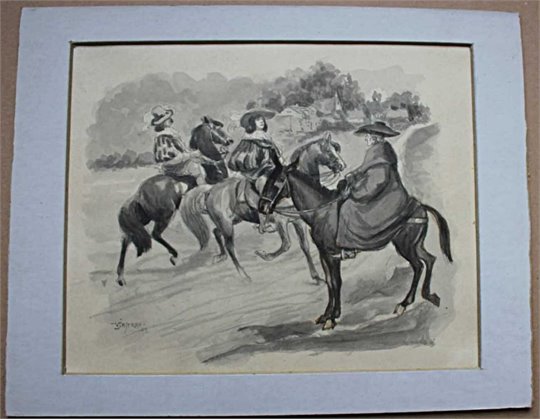 Viggo Jastrau, encre et lavis. Illustration pour Vingt ans apres