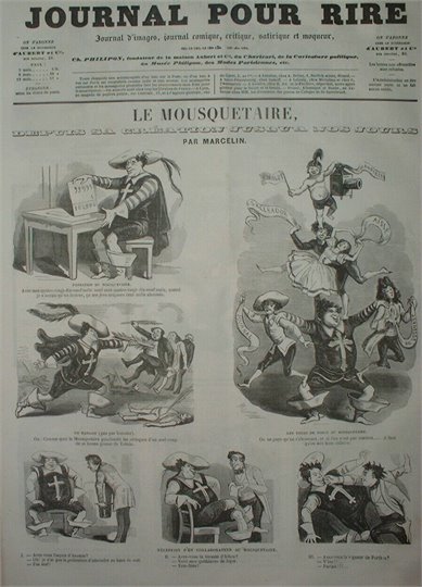 JOURNAL POUR RIRE 1854  Marcelin  A.DUMAS Père LE MOUSQUETAIRE LANTERNE MAGIQUE