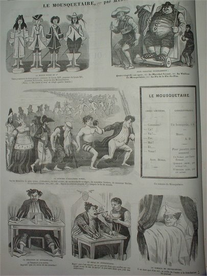 JOURNAL POUR RIRE 1854  Marcelin  A.DUMAS Père LE MOUSQUETAIRE LANTERNE MAGIQUE