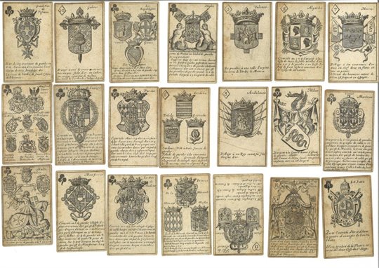 52 cartes du jeu d’Armoiries de Claude Oronce Fine dit BRIANVILLE