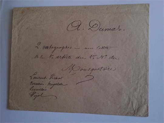 Dumas manuscrit autographe signé « Alex Dumas » et « D’Artagnan »   2