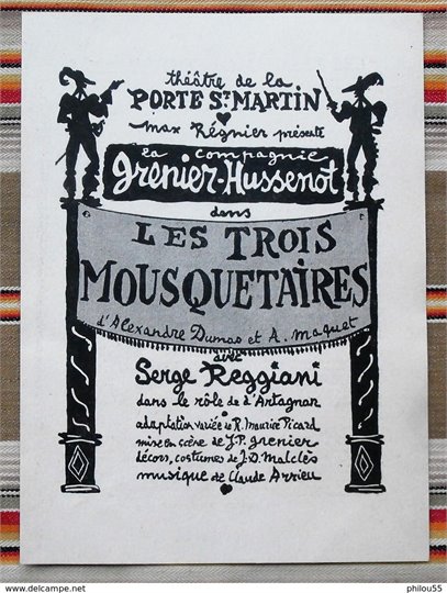 Programme THEATRE PORTE ST MARTIN   Les 3 Mousquetaires