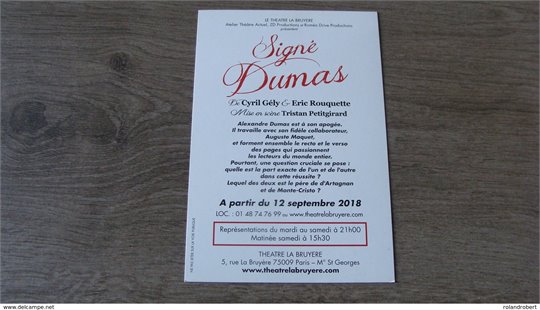 Carte publicitaire - Théatre La Bruyère - Signé Dumas