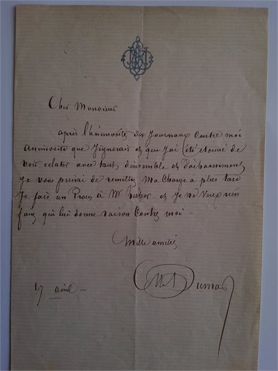 A.Dumas  3 L.A.S. à un caricaturiste (photographies par LIÉBERT avec Adah Menken)