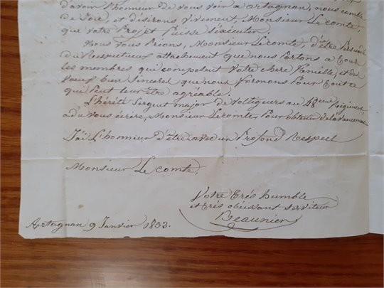 Lettre au comte de Montesquiou