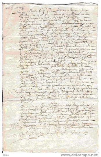 1631 Manuscrit vieil acte sur papier rédigé sous le règne de Louis XIII