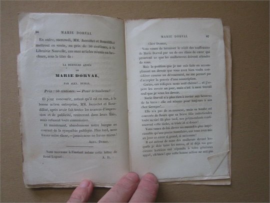 Alexandre DUMAS  La Dernière année de Marie Dorval