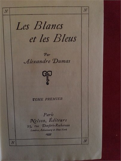 A.Dumas  Les Blancs et les Bleus  (Coll/ Nelson)