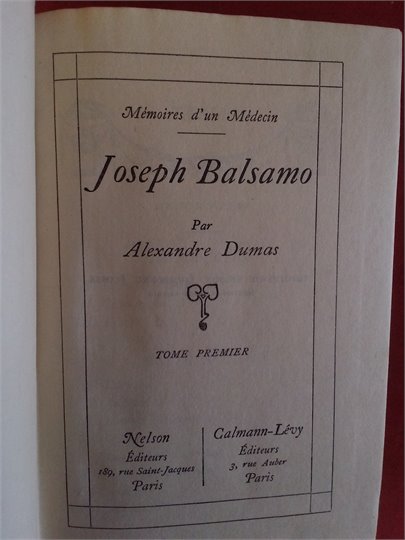 A.Dumas   Joseph Balsamo  (Coll. Nelson)