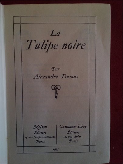 A.Dumas  La Tulipe Noire  (Coll. Nelson)