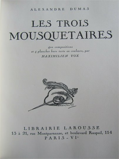 DUMAS   LES TROIS MOUSQUETAIRES   (Maximilien Vox)