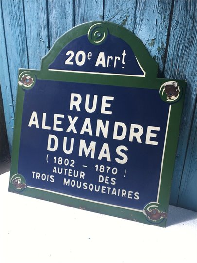 Plaque Emaillee Ancienne Paris Alexandre Dumas