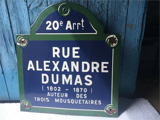 Plaque Emaillee Ancienne Paris Alexandre Dumas