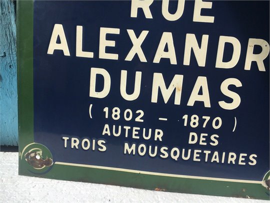 Plaque Emaillee Ancienne Paris Alexandre Dumas