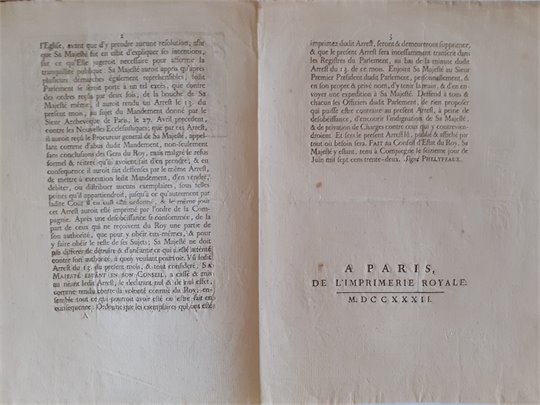 Arrest du conseil d'estat du Roy   16.6.1732