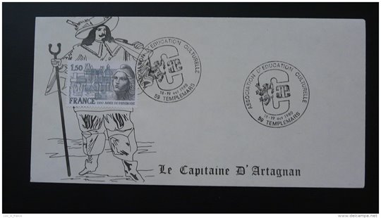 Lettre cover d'Artagnan Templemars Nord 1980
