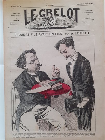 Caricature A.Dumas-fils (Le Grelot, 1872)