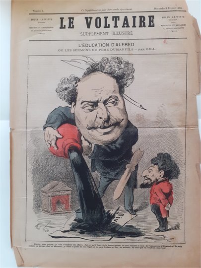 Caricature Dumas-fils (Le Voltaire, 1880)