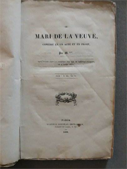 ALEXANDRE DUMAS " LE MARI DE LA VEUVE"