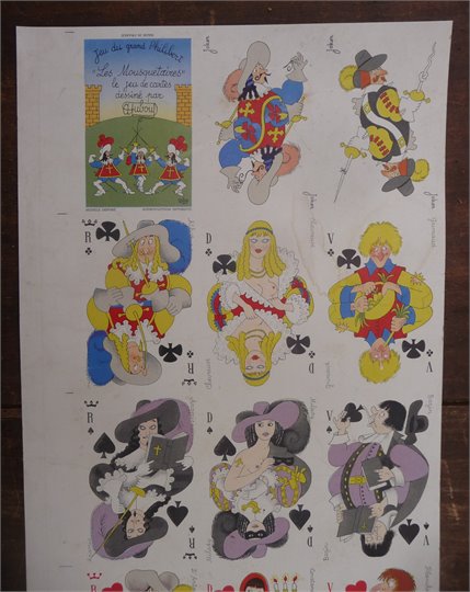 AFFICHE JEU DE CARTES Dubout, Mousquetaires