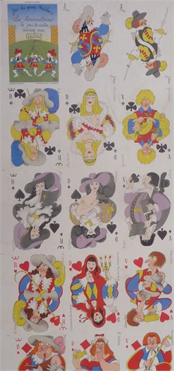 AFFICHE JEU DE CARTES Dubout, Mousquetaires