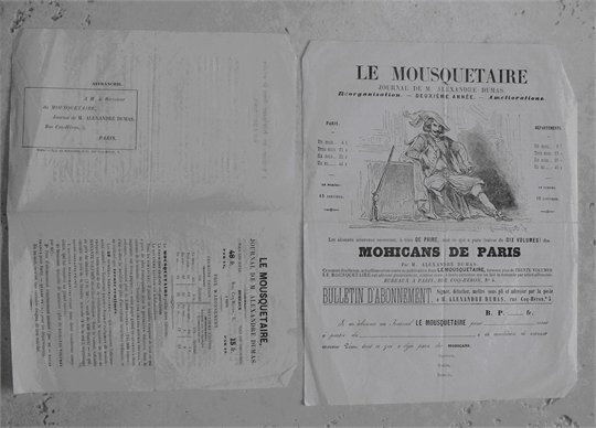 Bulletin abonnement MOUSQUETAIRE de Dumas