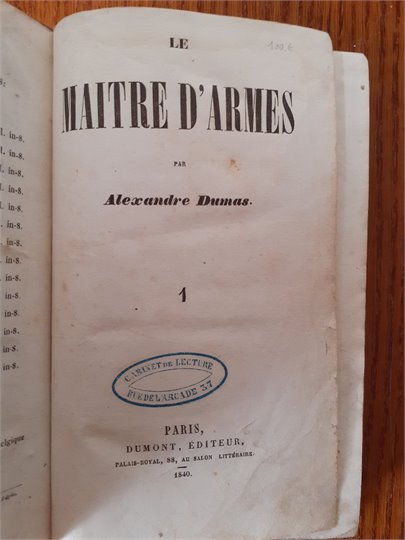Dumas  Memoires d'un maitre d'arme (1840, t.1)