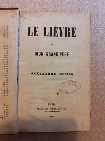 A.Dumas  Le Lievre de Mon Grand-pere