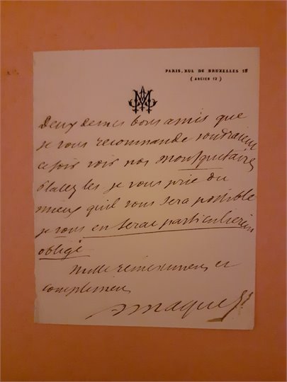 billet signé d’Auguste Maquet