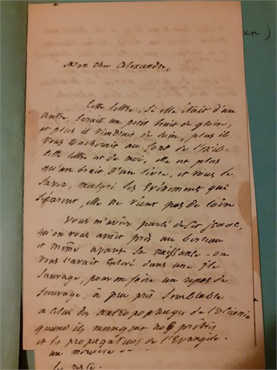 L.A.S. d’Adolphe Dumas adressée à Alexandre Dumas