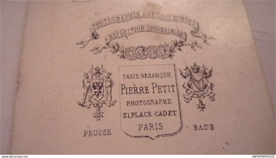 CDV PHOTO ENVOI MARIE ALEXANDRE DUMAS (FILLE DE DUMAS) pierre petit