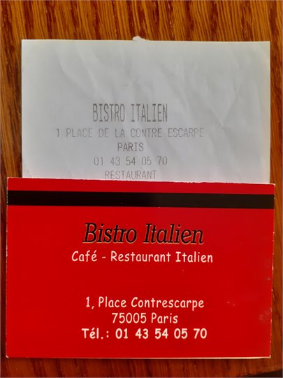 Carte visite Bistro Italien, Rue Tiquetonne ("La Chèvrette")