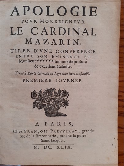 Apologie pour monsieur le Cardinal Mazarin (1649, Mazarinade)