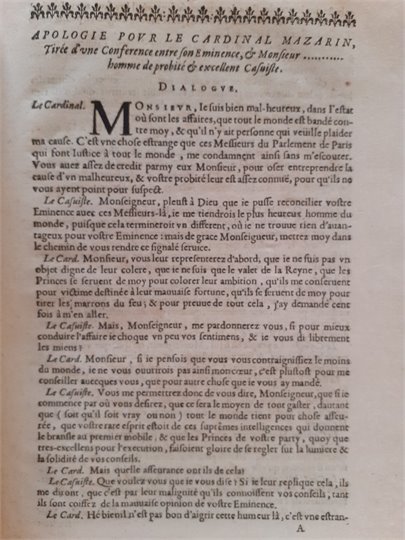 Apologie pour monsieur le Cardinal Mazarin (1649, Mazarinade)