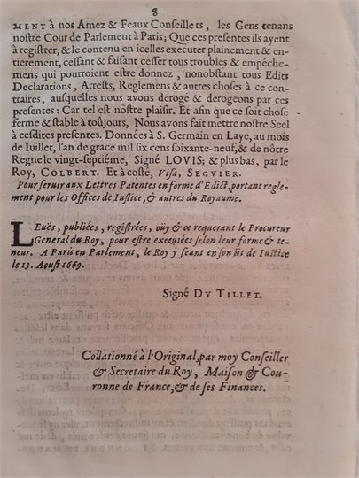 Edict du Roy  (13/8/1669)