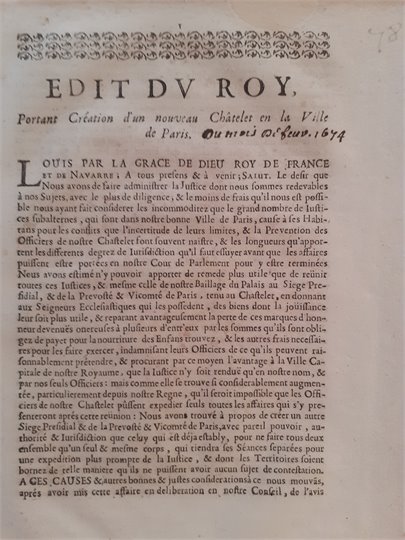Edit du Roy (1674)