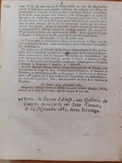 Gazette (13/11/1683)