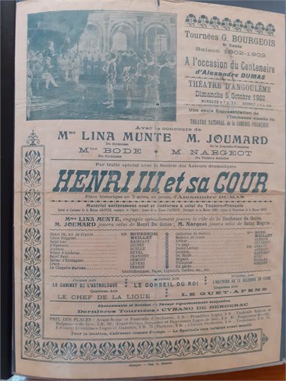 Henri III et sa Cour  (Theatre d'Angouleme, 5/10/1902)