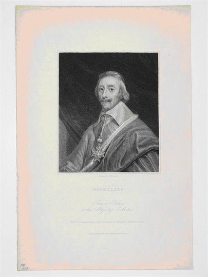 Engraving Cardinal Richelieu Red Eminence