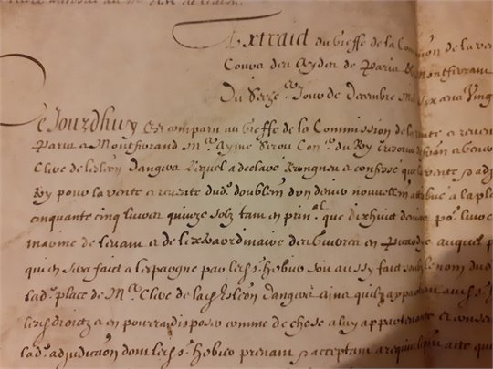 Extract du bieffe  (1622)
