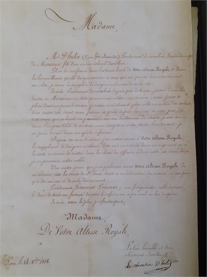 chevalier d’Hélis  LAS (14/10/1818)