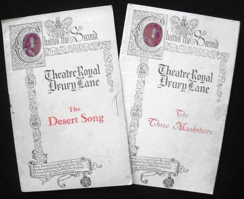 Drury Lane Theatre Royal programmes 1927 & 1930 DESSERT SONG & 3 MUSKETEERS