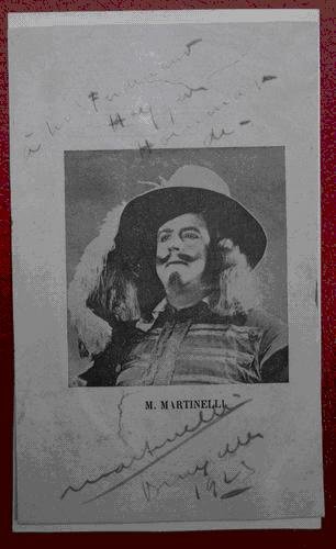 Autograph on piece of program 1920 Martinelli