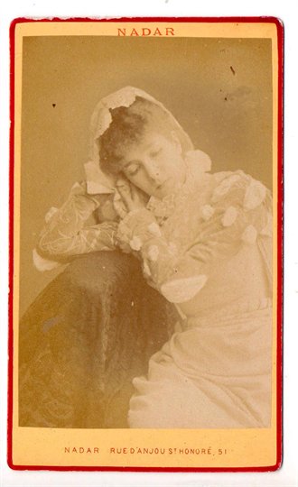 CDV de Sarah Bernhardt , opéra , comédienne , photographe Nadar