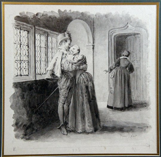 Dessin de M.Leloir  "La Dame de Monsoreau" (Bussy et Diane)