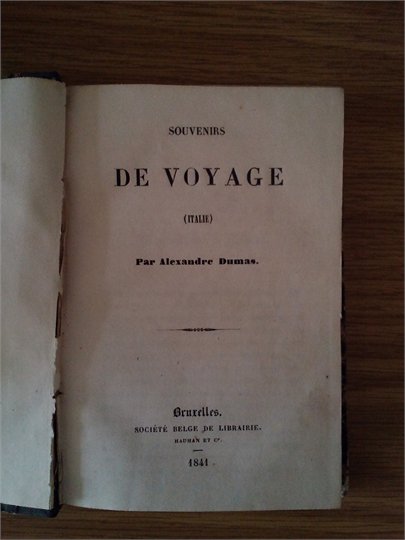 Dumas  Souvenirs se voyage (Italie)